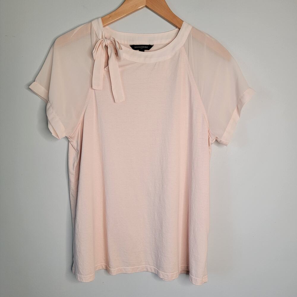 Banana Republic Pink Top Cotton Modal Y2K Chiffon Fairy Office Ballerina Glam M